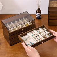Walnut Five-Layer Chinese Style Jewelry Storage Box for Rings, Bracelets, Earrings, and Necklaces