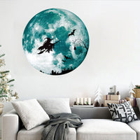 Luminous Moon Wall Decals Halloween Decor Glow in the Dark Witch Self-Adhesive Stickers
