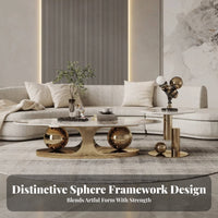 Minimalist Design Oval Coffee Table with Sculptural Base Italian-Inspired Home Furniture Modern aesthetic appealSaving for Small Apartment Dwellers, Homeowners, Living Room, Studio, Lounge Area, Office