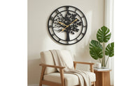 Wall Clock with Tree Silhouette Modern Metal Wall Clock Elegant for Living Room