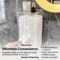 Wall Mounted Hanging Washroom Tissue Box Holders for Students, PET Glacier Pattern Paper Holder for Kitchen