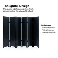 Folding Screens and Room Dividers for Desktop, Mini Privacy with Chinese Art, Handcrafted Wood Desk Divider for Office Living Decor
