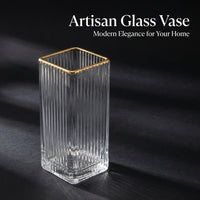 Gold Rimmed Glass Vase, Japanese Style, Handmade