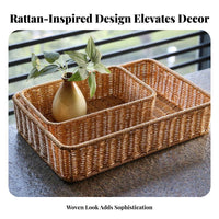 Woven Desktop Organizer Multi-Purpose Storage Basket Natural Design