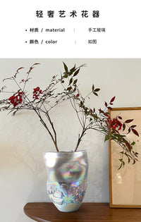 现代简约轻奢风创意艺术玻璃花瓶摆件样板房客厅家居高级感装饰品