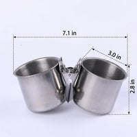 Stainless Avian Cup and Cage Feeder, Single Avian Feeder Food Cup for Water, Parrot Budgie Cockatiel Feeder with Fastener, No Perch Included