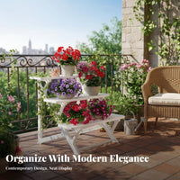 3-Tier Plant Stand Space-Saving 3-Tier Stepdesign Stand Indoor & Outdoor Use