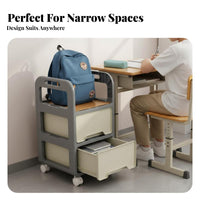 Deskside book bag Holder With casters Storage Trolley Easy to Move for Classroom