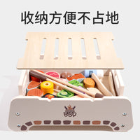 儿童趣味木质三合一多功能BBQ烧烤架亲子互动厨房仿真过家家套装