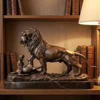 Bronze Lion Statue Bronze Lion Sculpture Textured Details for Study Room