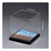 Diorama Display Box Transparent Beach Diorama Black Base Miniature Display Case