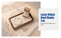 Walnut Wood Jewelry Tray, Sturdy Wood Organizer, Linen Lined, Ring Necklace Holder, Minimalist Photo Prop