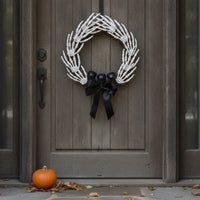 Skeleton Wreath Spooky Cranium Wreath Halloween Door Hanger for Porch, Wall, Mantel