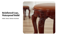 Carved Leg Vanity Seat Vintage Design Music Bench Anti-Slip Feet for Home, Women