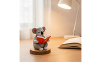 Tabletop Koala Figurine with Wood Base | Resin, for Desk