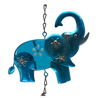 Elephant Wind Chime Metal Glass Painted Craft Hanging Ornament for Garden Patio Balcony Decor