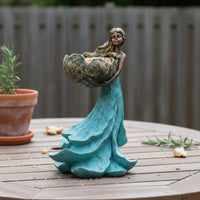 Resin Bird Feeder Statue Decorative Fairy Garden Statue Weather-Resistant