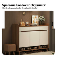 Solid Wood Footwear Storage Cabinet Space-Saving Design Entryway Storage Cabinet Sturdy Construction Modern Shoe Rack with Doors for Hallway