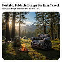 Foldable Printed Blow-up Couch Fast Inflation Inflatable Lounger Comfortable Air Sofa Long-Lasting for Festival-Goers, Travelers, Camping, Music Festivals, Picnics, Traveling
