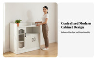 Modern Simple Design Dining Room Cupboard Spacious Countertop Kitchen Buffet Cabinet Sturdy Construction Kitchen Pantry Storage Cabinet Easy Assembly for Homeowners, Apartment Dwellers, Families, Coffee Bar, Hallway