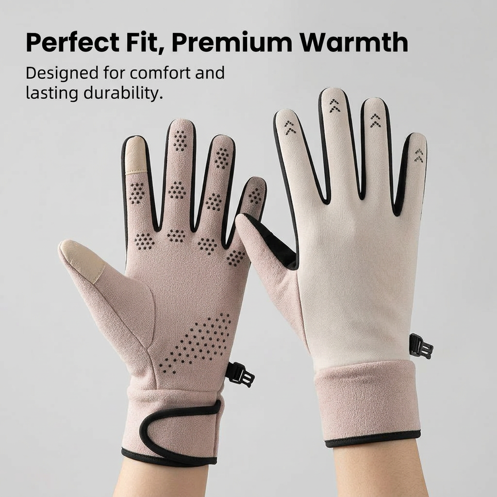 Thermal Gloves Men Women, Winter Gloves with Touch Screen, Silicone Grip Gloves, Warm Gloves for Outdoor Sports, Fashionable Commuting Gloves