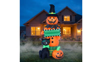 Inflatable Black Cat and Pumpkin Outdoor Inflatable Pumpkin with Cat Festive Yard Decoration Cute for Lawn, Porch