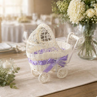 Carriage-styleStyle Woven Basket Plastic Rattan-Like Stroller Shaped Basket