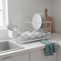 Dish Drain Rack with Tray Rust Resistant Dish Drain Rack Large Capacity Kitchenware for Small Households, Rv