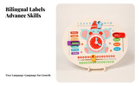 Printed English Labels Calendar Clock Board Movable Hands Clock Calendar Board Sliding Pieces Teaching Aid Colorful for Preschoolers, Children, Teachers, Classroom