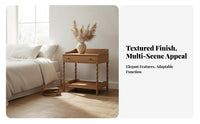 Single-Drawer Wooden Side Cabinet Walnut Finish Nightstand sturdy Wood Construction Minimalist Design for Homeowners