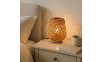 Woven Bamboo Lamp Lattice Weave Woven Lantern Lamp Natural Wood-Toned