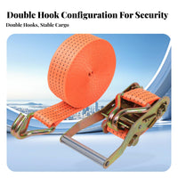 Ratchet Lashing Strap High Load Capacity Ratchet Securement Strap Secure Locking Mechanism Double J Hook Securement Strap for Movers, Trailers