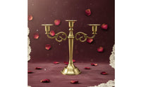 3-Arm Candelabra Elegant Triple Candle Stand Stable Base for Wedding, Hotel