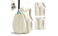 Quilted Tennis Backpack Padded Racket Backpack Adjustable Sports Bag with Racket Pocket Handshands-off for Pickleball Players, Athletes, Gym