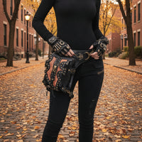 Industrial Steampunk Waist Bag Handsunrestricted Waist Bag with Adjustable Belt Portable Pouch with Chain Casual for Festivals