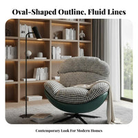 Modern Nordic Design Cushioned Swivel Armchair Luxuriously Soft Cushioning Accent Chair Sturdy Metal Base Lounge Seating Ergonomic Design for Homeowners, Apartment Dwellers, Readers, Living Room, Balcony, Small Areas, Reading Nook