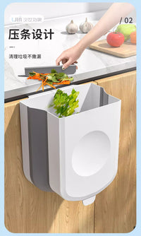 汉世刘家厨房垃圾桶壁挂式可折叠家用厨余橱柜门用卫生间厕所纸篓 2个装11L白色【两个装❤更划算】加大加厚可折叠壁挂