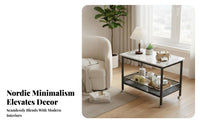 2-Tier Rolling End Table Movable with casters Household Furniture Space-Saving