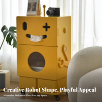 Robot-Shaped Cabinet Mobile with Wheels Nightstand Sturdy Construction