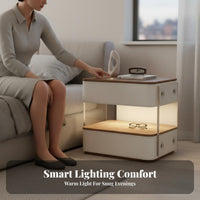 Illuminated Nightstand with Wireless Charging Integrated light-emitting diode Lighting for Adults