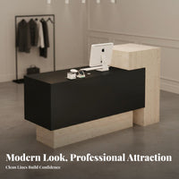 Commercial Checkout Counter Multi-Functional Modern Front Desk with Counter Spacious Storage Modern Front Desk for Receptionists, Office Lobby