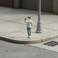 1:64 Scale Mobile Photo Figure Young Man Figurine Realistic Features 1:64 Scale