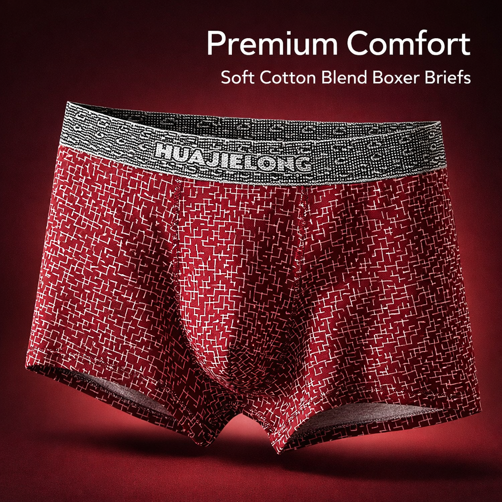 Mens Boxers with Breathable Material for Everyday Wear, Printed Pattern Design for Active Underwear in Extended Sizes up to 3XL