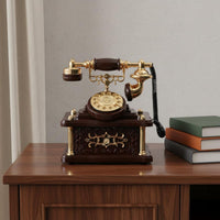 Retro Telephone Melody Box Wind-up Antique Design Desk Phone Decor Nostalgic