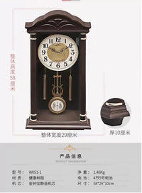 金钟宝中式钟表报时挂钟客厅老式挂表家用复古挂墙时钟静音石英钟