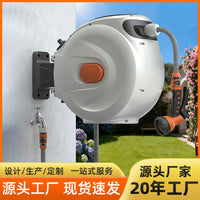 Automatic Retractable Hose Reel Wall-Mounted Water Drum Cart with Spray Nozzle for Garden Watering
