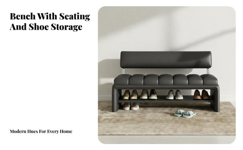 Multi-Functional Shoe Changing Bench Comfortable Padded Seat Entryway Shoe Bench High-Resilience Sponge Household Furniture Easy to Clean for Families, Homeowners, Apartment Dwellers, Hallway, Cloakroom, Fitting Room, Bedroom