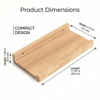 Solid Wood Wall Shelf, Wall Mounted Bedroom Living Room, Display Shelf for Apartment Dweller, Nordic Minimalist Aesthetic, Raised Edge Design