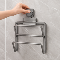 Kitchen Lid Holder, Wall Mount No Drilling, Large, Modern, Space-saving, Suction Cup, Aluminum, Double-layered for Cutting Boards