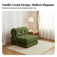 Foldable Single Lounger Two-wayUse Pull-Extendable Sleeper Armchair Configurable Minimalist Design for Young Adults, Living Room